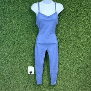 Bombshell Sportswear Sculpt Bodysuit Blue Strappy Small FLAW!